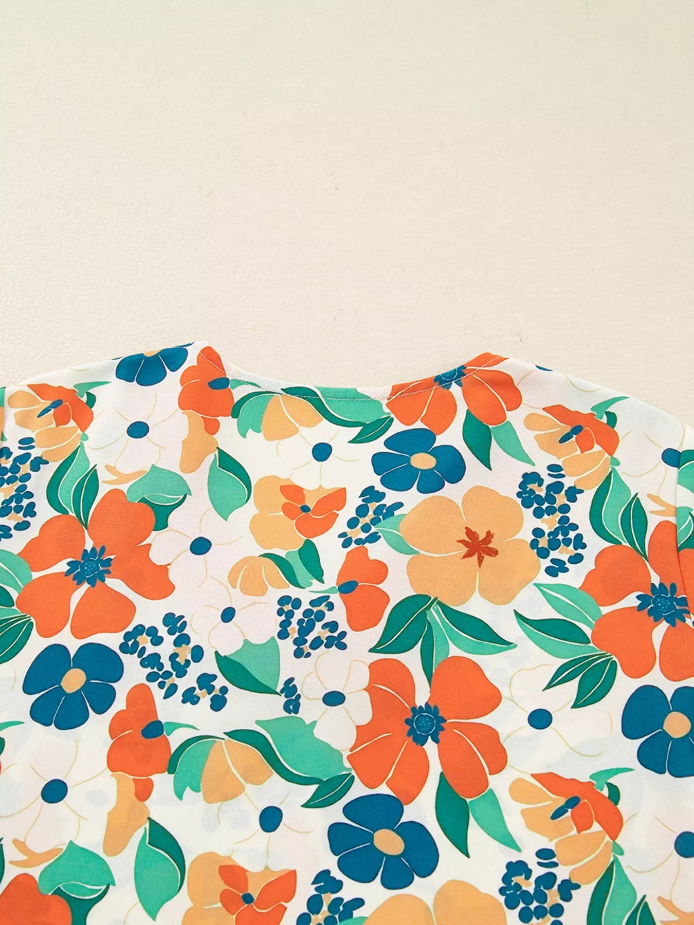 Frilled V Neck Floral Print Blouse OutfitFlow