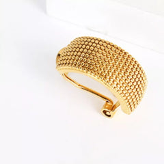 18K Gold-Plated Textured Wide Band Hoop Earrings OutfitFlow