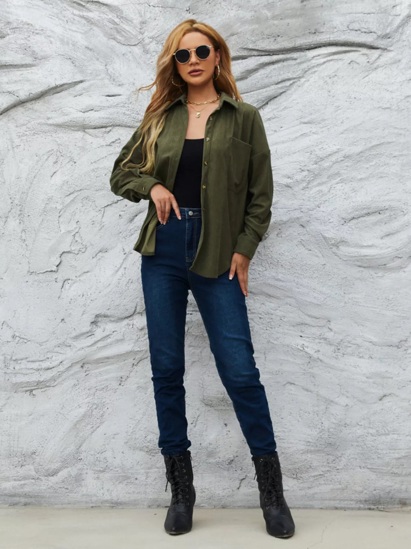 Corduroy Button-Up Shirt OutfitFlow