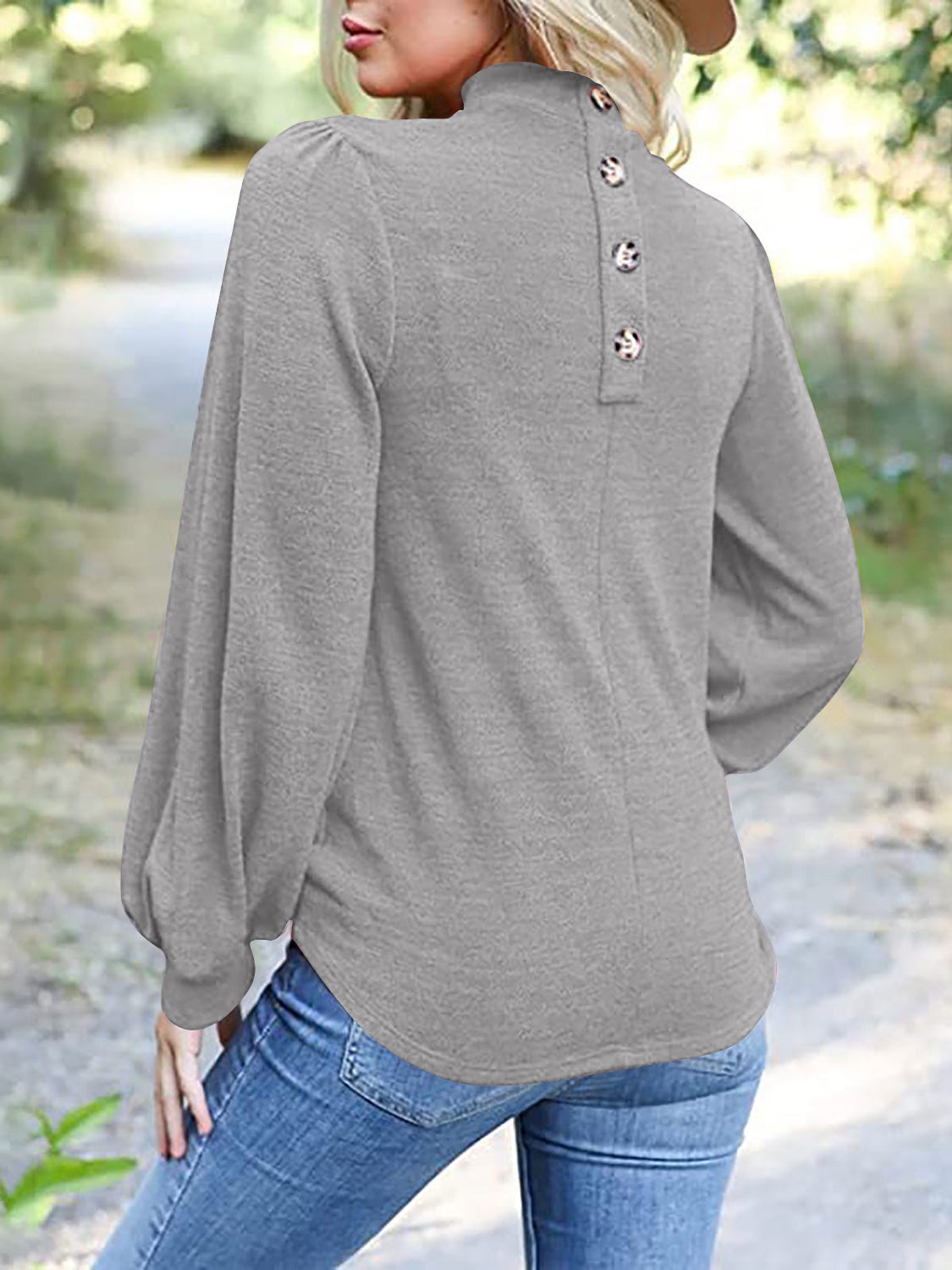 Outfit Flow - Full Size Mock Neck Long Sleeve T-Shirt