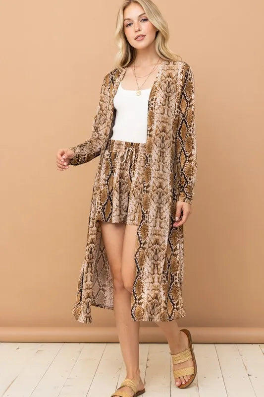 And The Why Animal Print Kimono and Shorts Set OutfitFlow