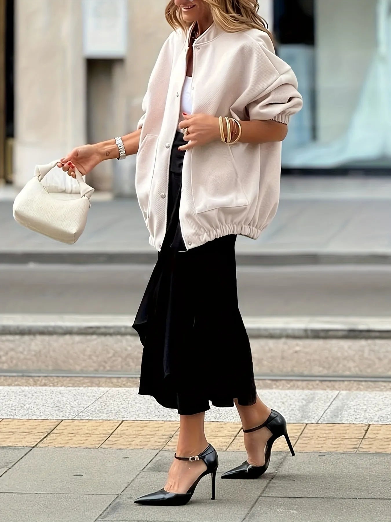 Button Up Long Sleeve Jacket OutfitFlow