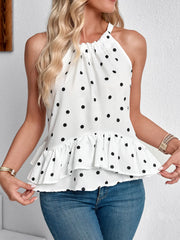 Ruffled Printed Halter Neck Cami Top OutfitFlow