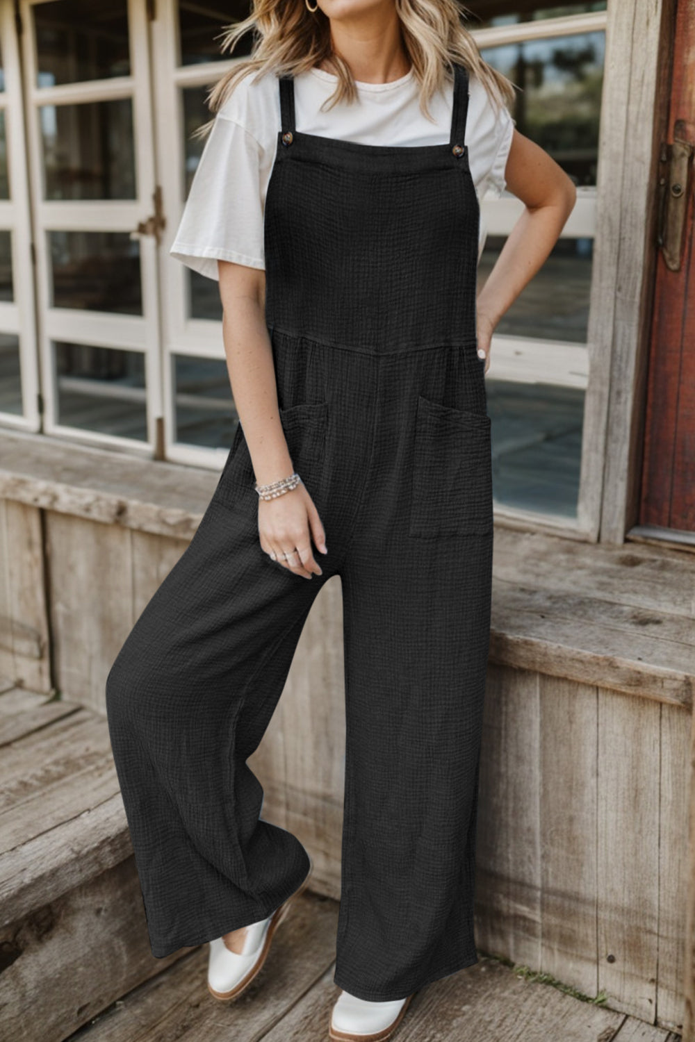 Outfit Flow - Full Size Wide Leg Front Pocket Jumpsuit