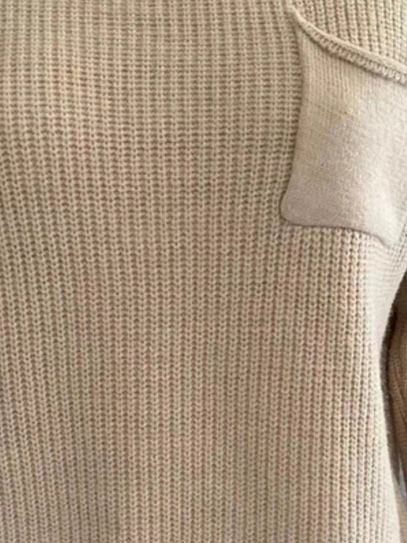 Pocket Detail Dropped Shoulder Sweater OutfitFlow