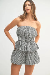 MABLE Gingham Tube Top and Shorts Set OutfitFlow