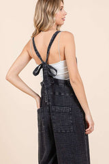 Mittoshop Textured Wide Leg Overalls OutfitFlow