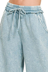 Zenana Washed French Terry Palazzo With Pockets OutfitFlow