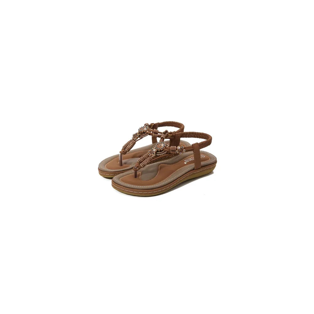 Toe Post Flats Sandals Brown OutfitFlow