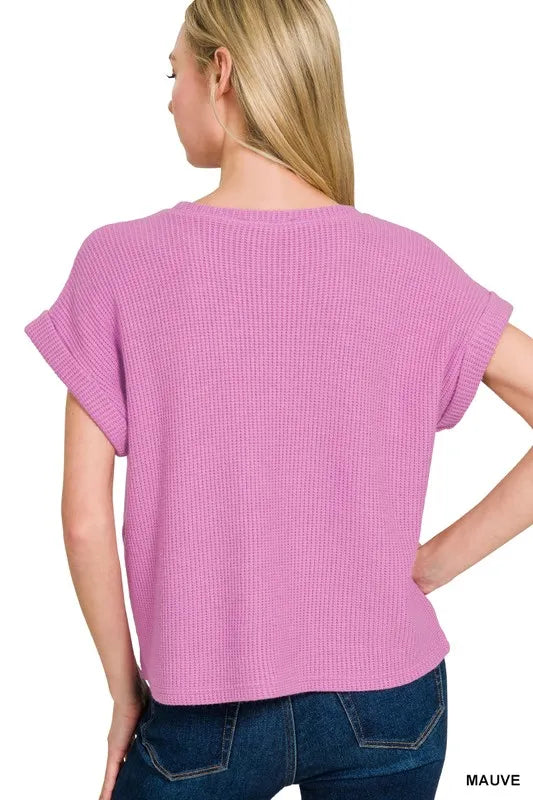Zenana Rolled Sleeve Top and Pants Sweater Set OutfitFlow