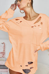 BiBi Triblend with Laser Cut Detailed T-Shirt PEACH OutfitFlow