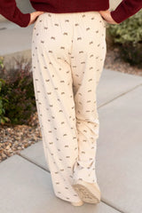 Bow Print Wide Leg Pants Trendsi