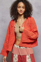 POL Open Front Cardigan with Crochet Patterns OutfitFlow