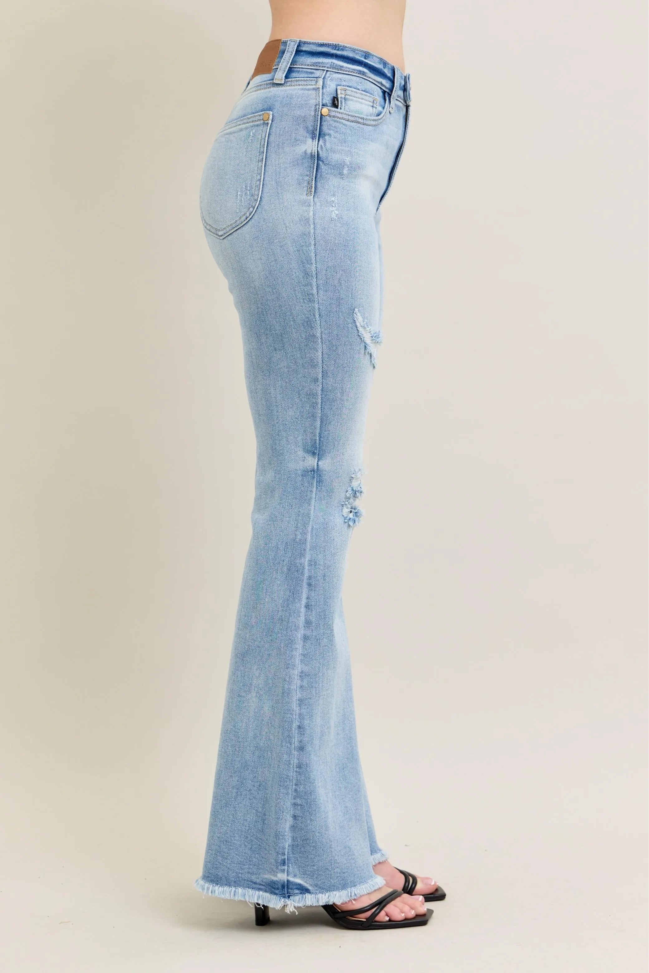 Judy Blue Full Size Hw Flare Jeans W/ Shield Pockets Plus Size OutfitFlow