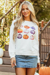 Pumpkin Graphic Long Sleeve Sweatshirt OutfitFlow