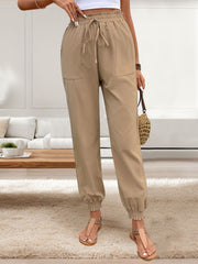 Outfit Flow - Perfee Tied Elastic Waist Pants with Pockets