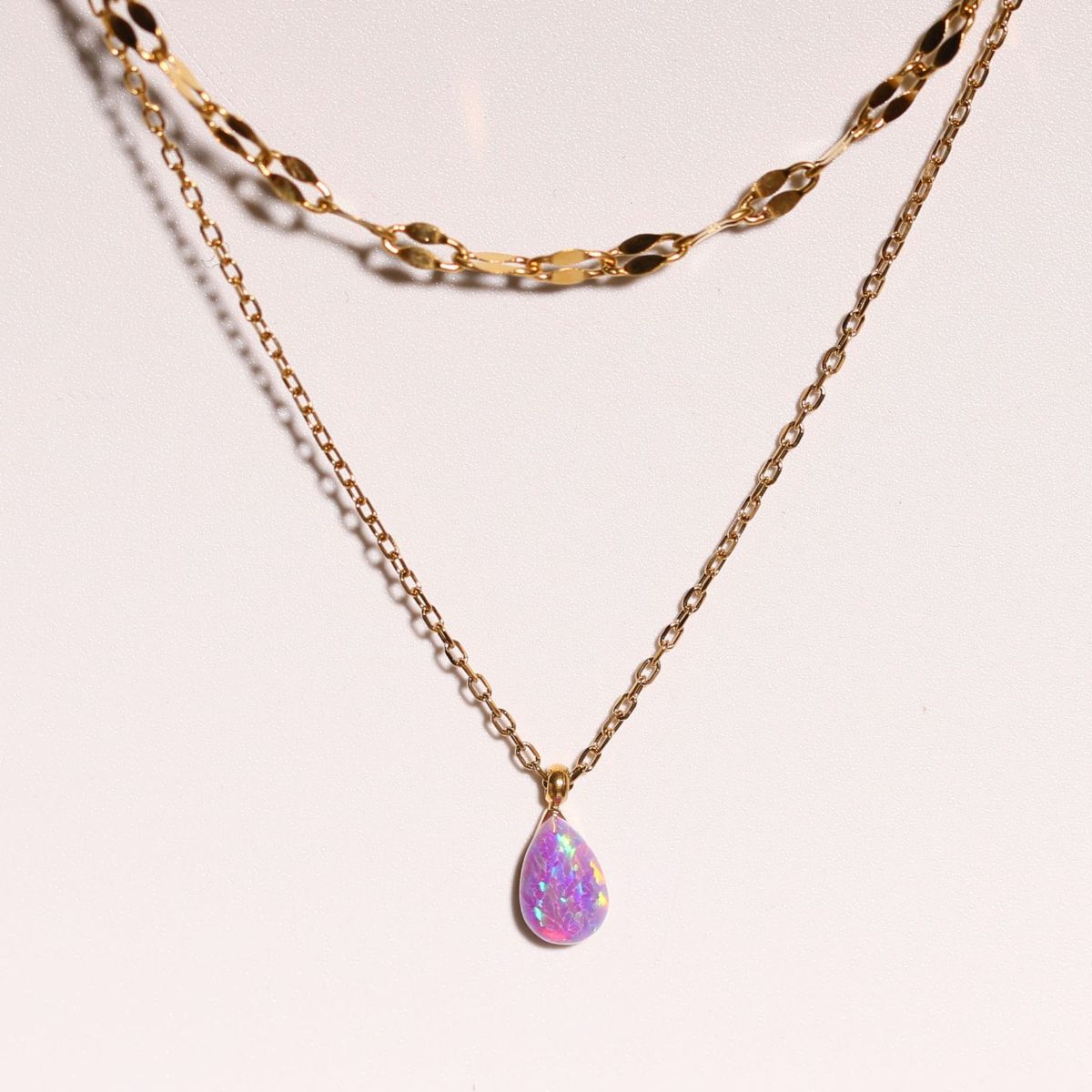 Outfit Flow - Stainless Steel Opal Pendant Necklace