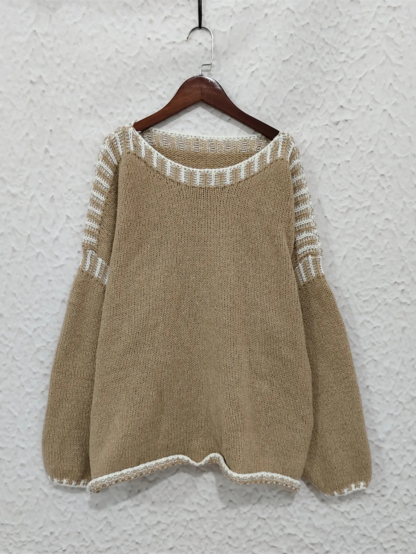 Contrast Trim Oversized Sweater OutfitFlow