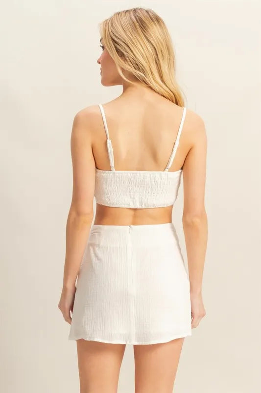 HYFVE Ruched Bra Top and Mini Skirt Set OutfitFlow