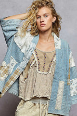 POL Floral Patches Open Front Cardigan OutfitFlow