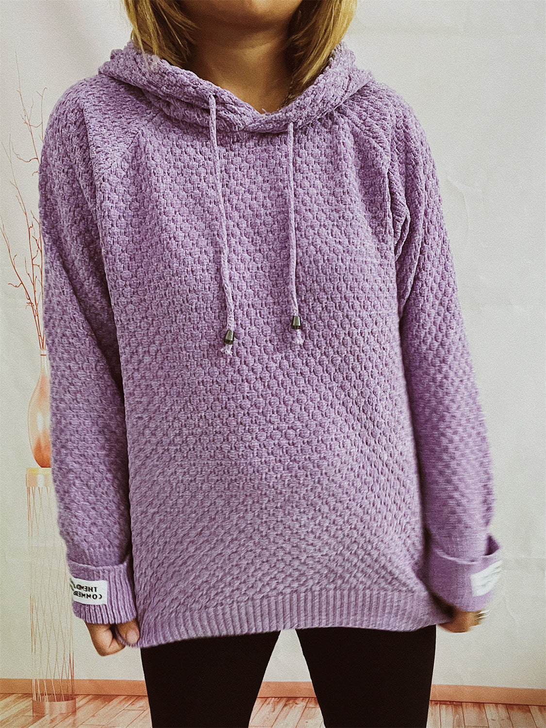 Drawstring Long Sleeve Hooded Sweater