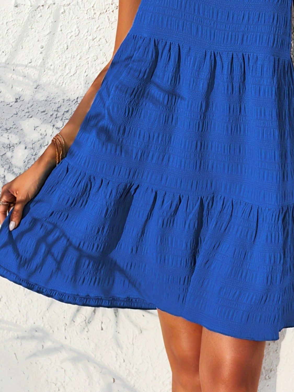 Textured Tied Single Shoulder Mini Dress OutfitFlow
