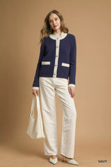 Umgee Two-Tone Button Front Cardigan OutfitFlow