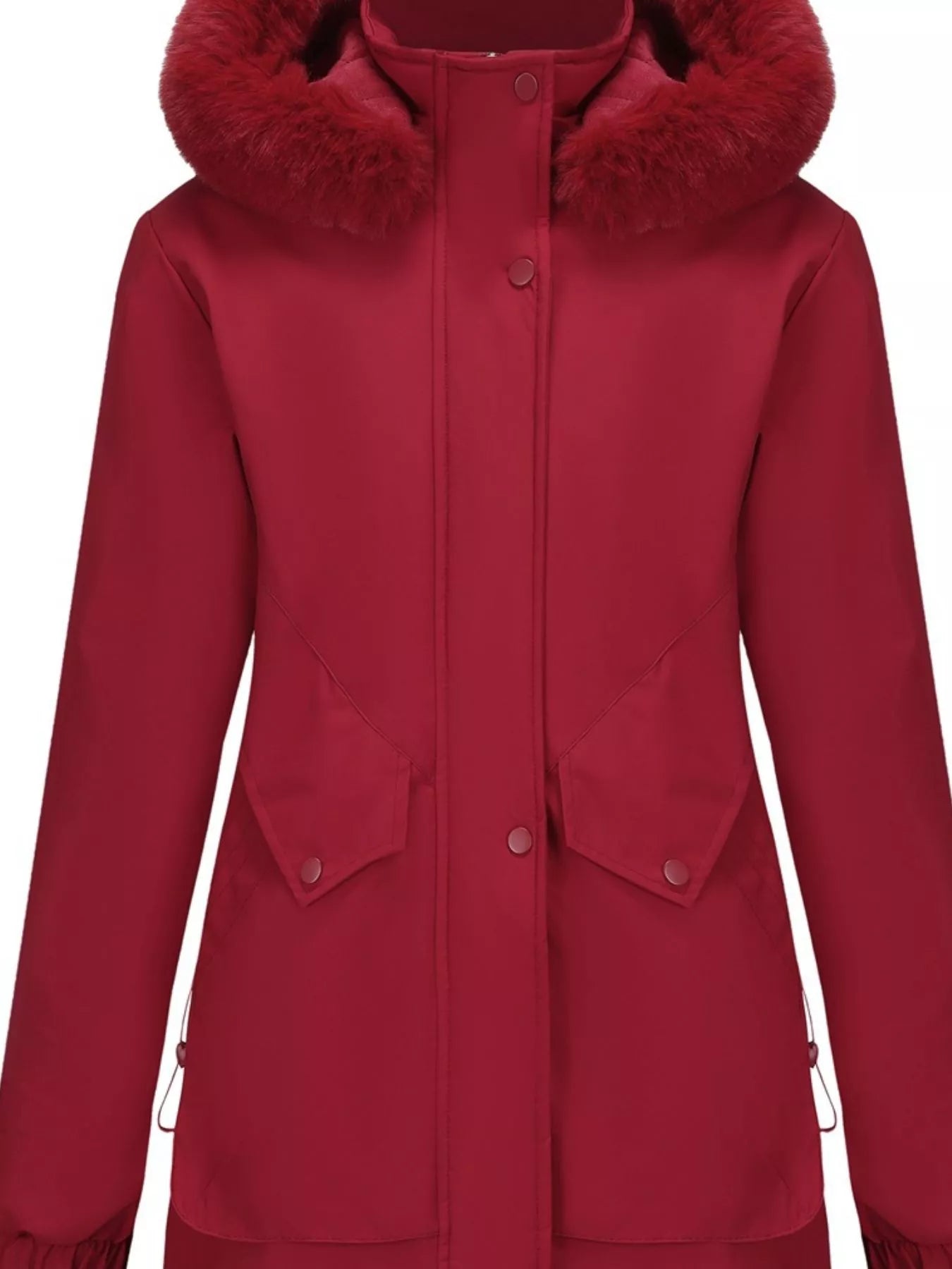 Full Size Fur Hooded Warm Winter Parka Outerwear Plus Size OutfitFlow