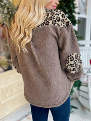 Leopard Print Teddy Fleece Jacket Trendsi