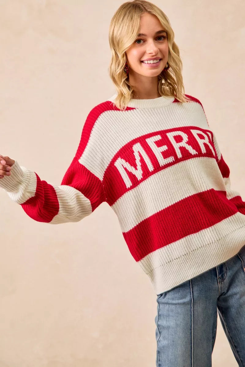 BiBi Christmas Merry Lettering Sweater OutfitFlow