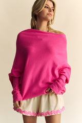 Outfit Flow - Davi & Dani Solid Color Batwing Sleeve Sweater