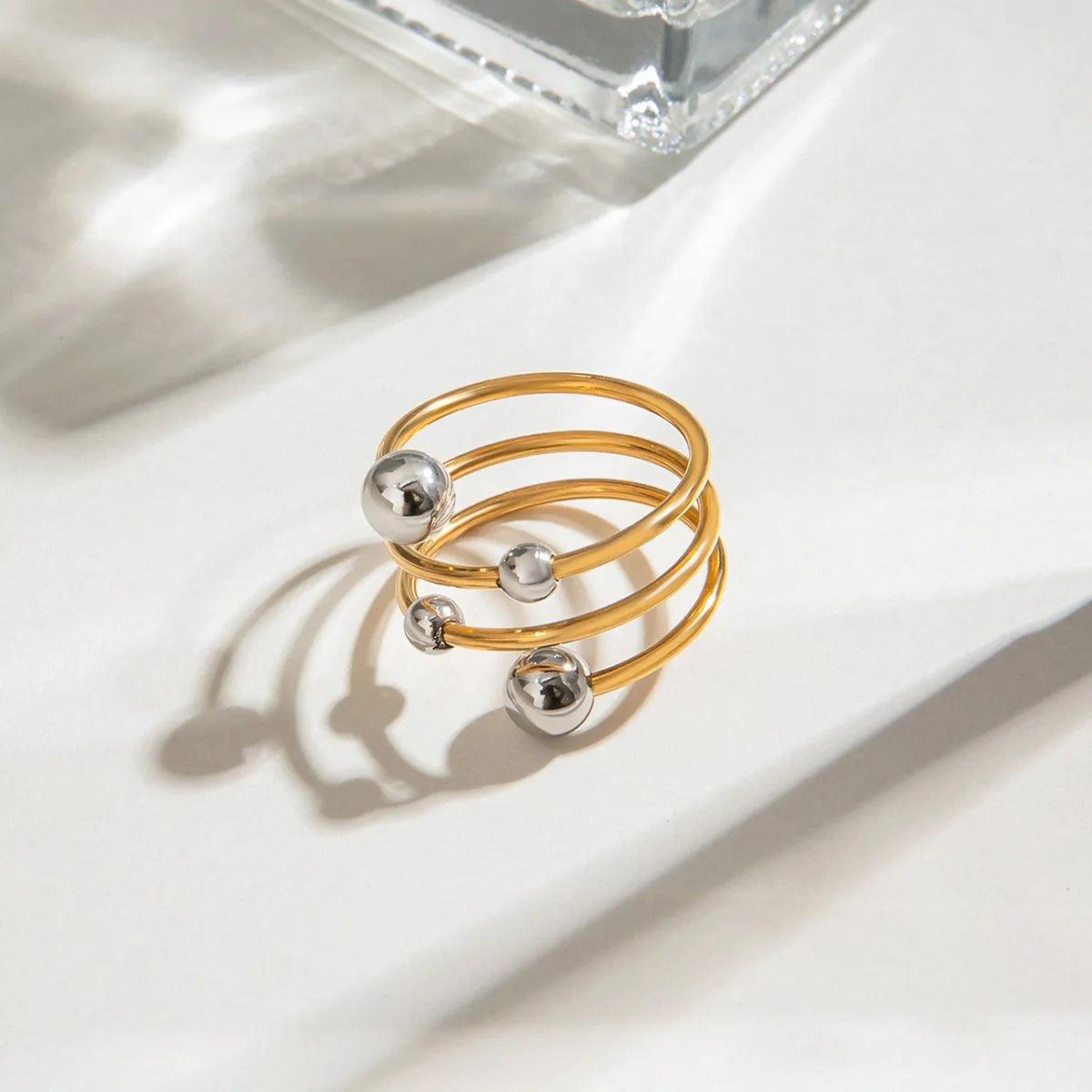 Two-Tone Stainless Steel Multi-Layer Spiral Ring OutfitFlow
