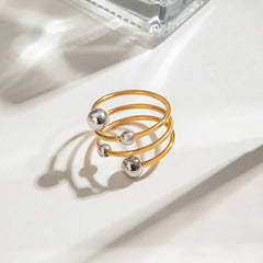 Two-Tone Stainless Steel Multi-Layer Spiral Ring OutfitFlow