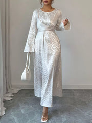 Leopard Long Sleeve Tie Back Maxi Dress OutfitFlow