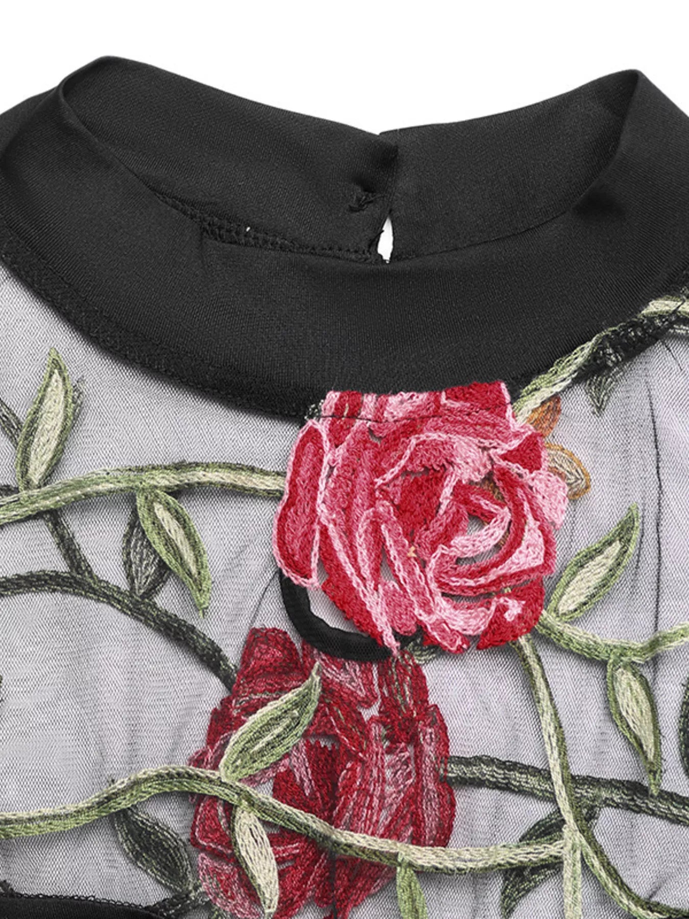 Floral Embroidered Mesh Long Sleeve Bodysuit OutfitFlow