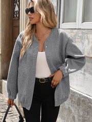 Snap Down Dropped Shoulder Jacket Trendsi