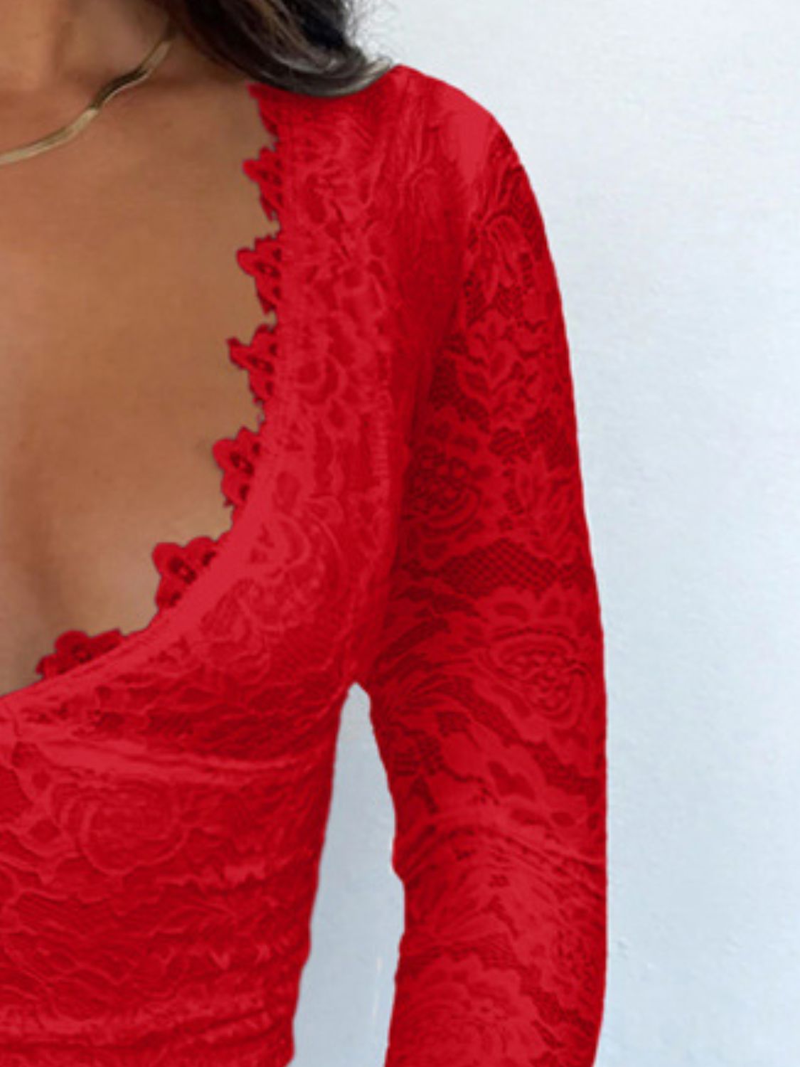 Outfit Flow - Devine V-Neck Long Sleeve Lace Top