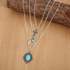 Outfit Flow - Artificial Turquoise Alloy Three-Layered Necklace