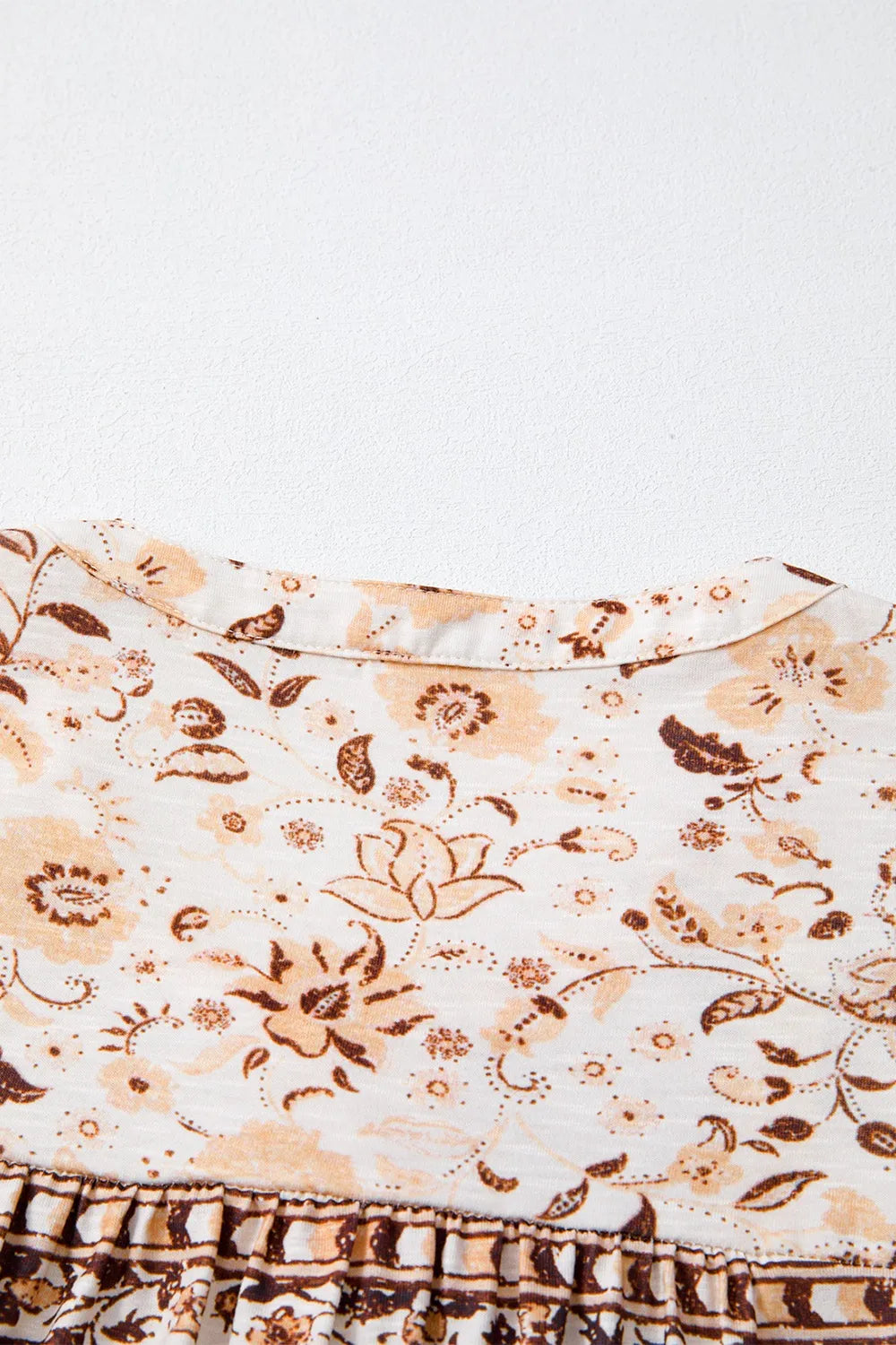 Boho Floral Print Half Placket Short Sleeve Loose Blouse OutfitFlow