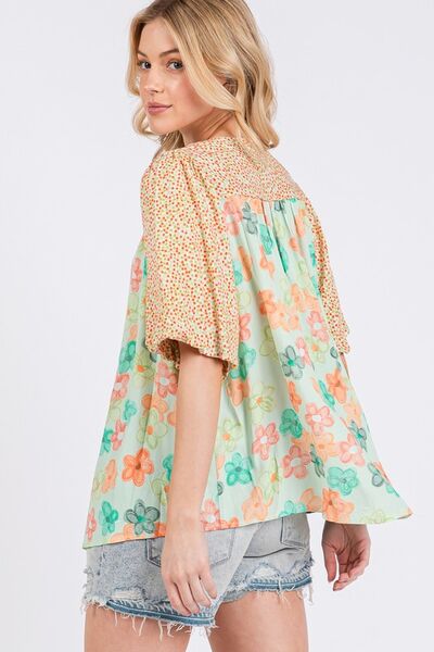 Button Down Bubble Sleeves Shirt OutfitFlow