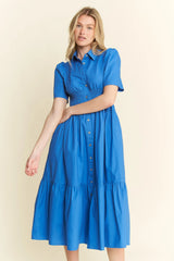 Jade By Jane Short Sleeve Button Down Midi Dress OutfitFlow