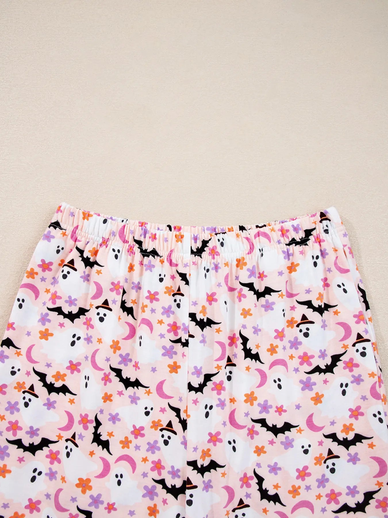 Halloween Ghost Print Button Up Top and Pants Lounge Set OutfitFlow