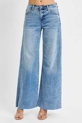 RISEN Full Size Tummy Control High Rise Ankle Palazzo Jeans Plus Size OutfitFlow