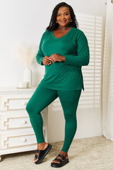 Outfit Flow - Zenana Lazy Days Full Size Long Sleeve Top and Leggings Set