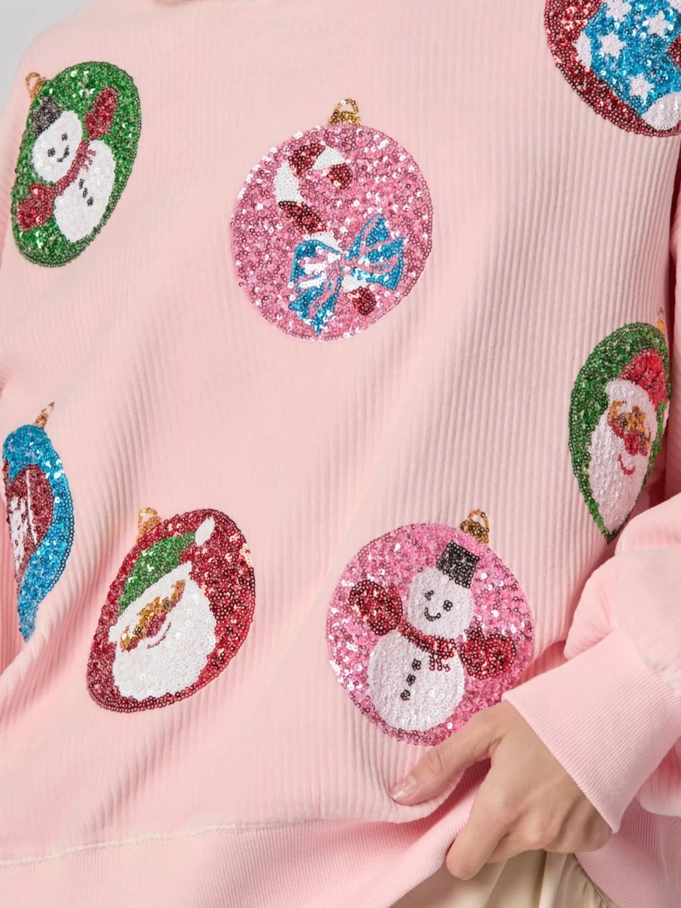 Christmas Sequin Embellished Sweatshirt OutfitFlow