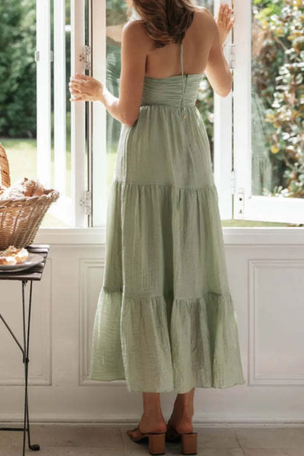 Tiered Halter Neck Cami Dress OutfitFlow