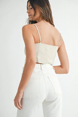 MABLE Linen Mix Button Down Tank Top OutfitFlow