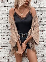 Outfit Flow - Fringe Open Front Half Sleeve Poncho