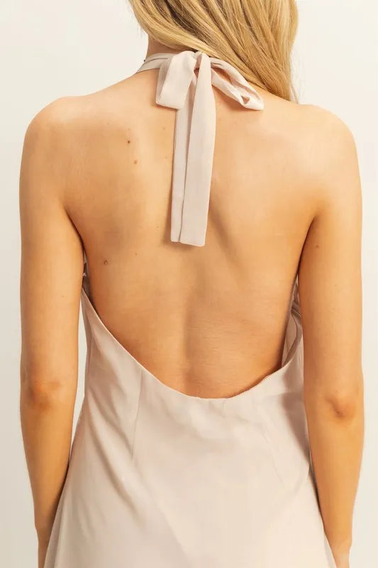 HYFVE Chiffon Halter Asymmetrical Hem Dress OutfitFlow