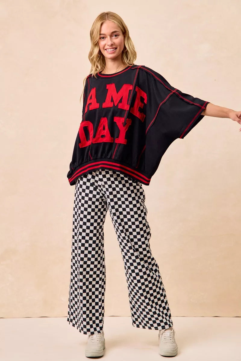 BiBi Gameday Theme Checkered Printed Pants OutfitFlow